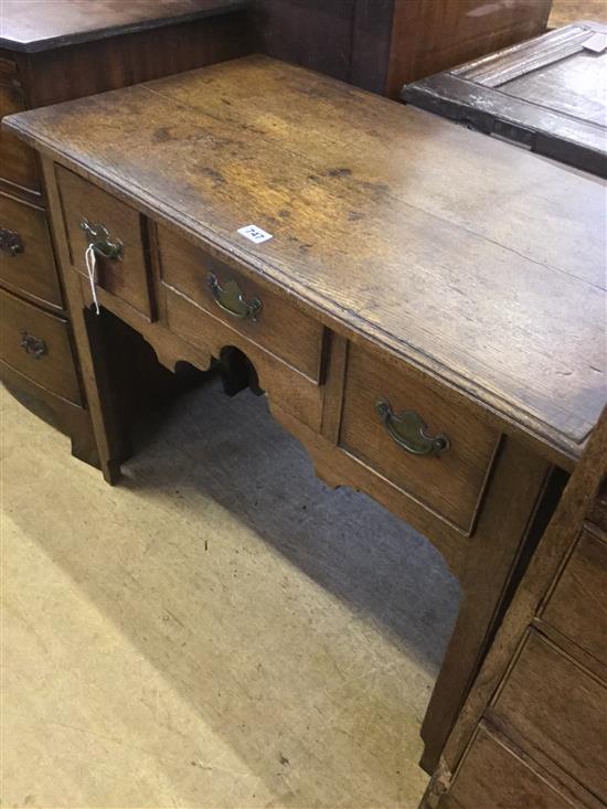 18C oak lowboy, fitted three drawers on square chamfered legs